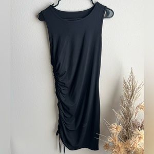 Ruched Side Sleeveless Black Dress